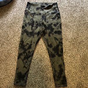 Green and black high waisted leggings